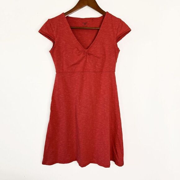 Horny Toad Rosemarie Red Short Sleeve V-Neck Dress - Picture 1 of 8
